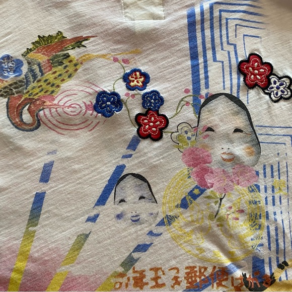 Vintage Y2K Lucky Brand White and Red Graphic Long Sleeve Top Size XL - Picture 9 of 11